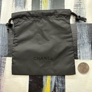 CHANEL Black Nylon Drawstring Pouch